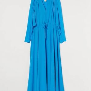 H&M Blue Chiffon Maxi Dress Women’s Medium Oversized Flowy Boho